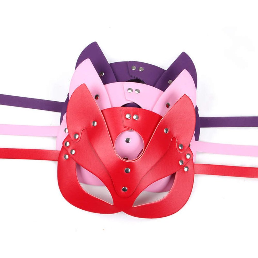 Upscale Cat Mask Costume Bunny Fox Party(Red)